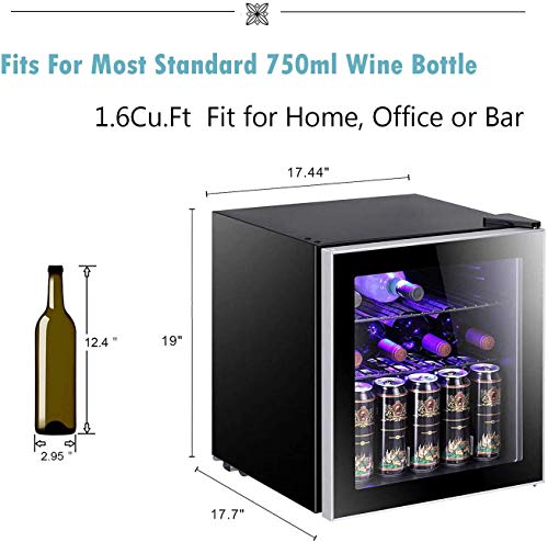 Antarctic-Star-16cuft-Wine-CoolerCabinet-Beverage-Refrigerator-Small-Mini-Red-White-Wine-Cellar-Beer-Soda-Clear-Front-Glass-Door-Counter-Top-Bar-Fridge-Quiet-Operation-Compressor-Adjust-Temperature-Fr
