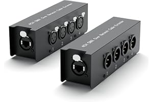 DINGSUN 4 Channel 3-Pin XLR Male and Female Over Ethernet Cable Extender DMX Over Network Cable Extender RJ45Cat5/Cat5E/Cat6/Cat7 Ethercon Cable Extend Compact Snake Receiver- XLR AES (1 Male+1 Female）