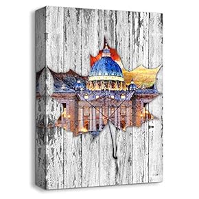Canvas Wall Art Antique Building Pop-up Painting Artwork for Home Prints Framed - 12x18 inches