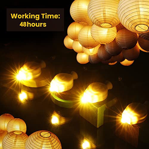 Yizhet Paper Lantern Lights, 12 x Balloon Light, Warm White | Flicker-Free Hanging Rope Replaceable Battery Operated Waterproof for Paper Lanterns, Wedding, Birthday, Party