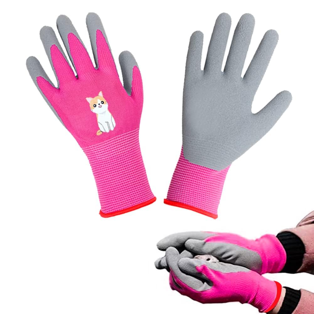 Kids Safety Work Gloves, Children Gardening Gloves Age 8-10, Gardening Gloves, Childrens Garden Gloves Non-Slip Work Gloves, Comfortable Breathable Non-Slip Flexible, for Yard, Fishing, Camping