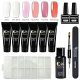 Saint-Acior 6pcs Poly Nail Gel Kit Nail Extension Builder False Nail Tips Top and Base Coat Decoration Kit