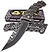 TEK Spring Assisted Open Black Silver Chain Design Folding Blade Pocket Knife