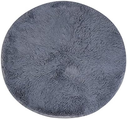 TYAYA Round Shaggy Area Rugs Carpet Anti-slip Water Absorption Floor Yoga Mat for Living Room Bathroom Circle Mat Rug (Grey)