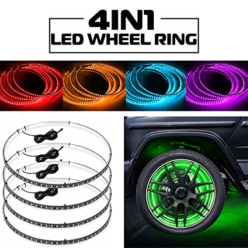 JXOFROAD 15.5 " RGBW Wheel Rim Light Auto Ring Lights,288 LEDs MultiColor and Super Bright Pure