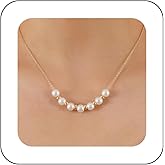 Xduargs Boho Pearl Choker Necklace Gold Beaded Pearl Necklace Vintage Pearl Beads Necklace Adjustable Pearl Chain Necklace Jewelry for Women