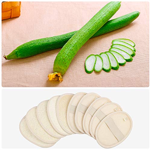 10 Packs Exfoliating Loofah Sponge Pads,Large 4x5.7-100% Natural Luffa and Terry Cloth Materials,Loofa Sponge Scrubber Body Glove Close Skin for Men and Women,Perfect for Bath Spa and Shower (10 pack)