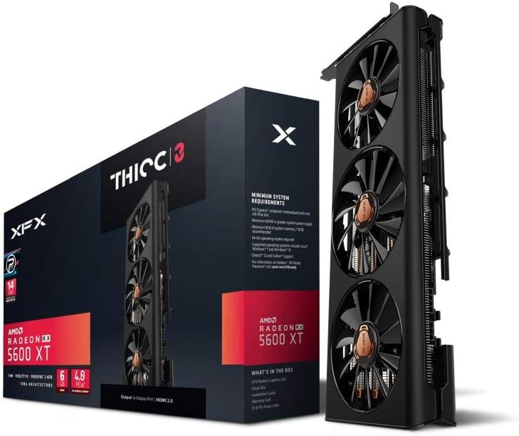 Xfx Rx 5600 Xt Thicc Iii Pro 14gbps 6gb Gddr6 Boost Up To 1750mhz 3xdp Hdmi Graphics Card Rx 56xt6tf48 Amazon Co Uk Computers Accessories