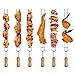 ChasBete Grilling Kabob Skewers Stainless Steel Needles 4 PCS Barbecue Roasting Sticks BBQ Forks and 6 PCS Metal Shish Kebab Skewers with Wooden Handle