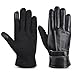 Vbiger Winter Pu Leather Warm Touch Screen Gloves, Warp-knitted Velvet Cashmere Male Gloves in Moderate Size (Black)