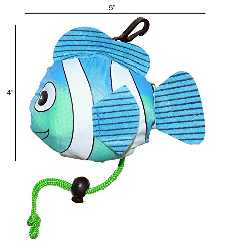 Fun Fish Expandable Mesh Beach Tote | Sand Dipper Brand | Convenient Beach Water Park Summer Bag | Blue Fish (Blue)