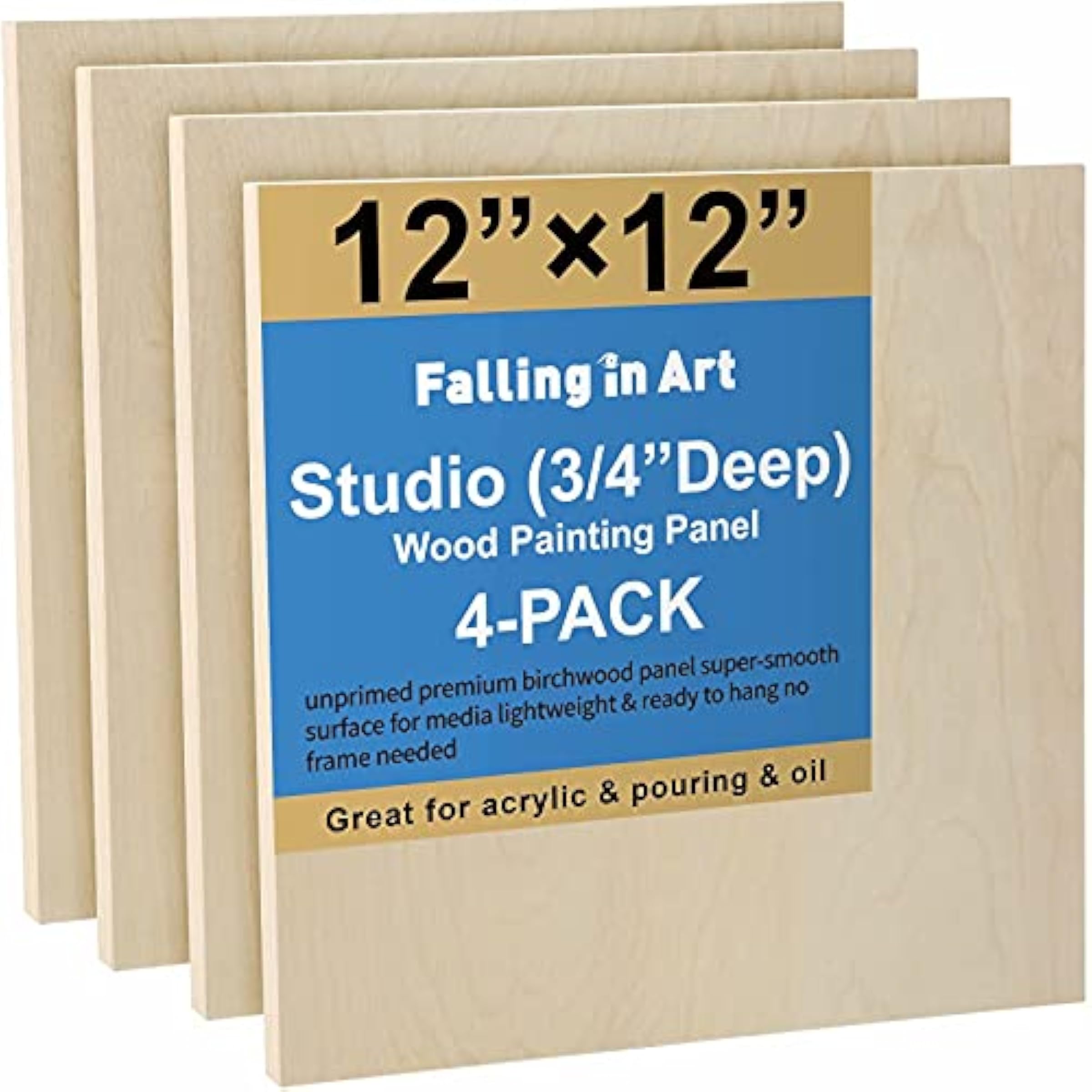 Unfinished Birch Wood Canvas Panels Kit, Falling In Art 4