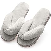 Womens Faux Fur Slippers Warm Fussy Flip Flop House Slippers Open Toe Home Slippers for Girls Men