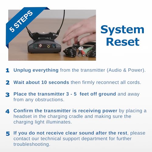 TV · EARS 5.0 Dual Digital Wireless Headset System for Watching, Includes 2 Headsets & RF Transmitter Compatible with Most TV Brands, Ideal for Seniors & with Hearing Difficulties