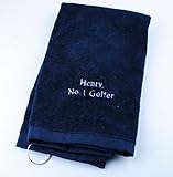 Personalized Golf Towel for men Custom Embroidered with Hanging Ring for Birthday Fathers Day Gift (Blue)
