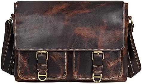 Clean Vintage Leather Crossbody Carry-All Sling Messenger Bag Day Pack Antique Leather ( (Rustic Brown)