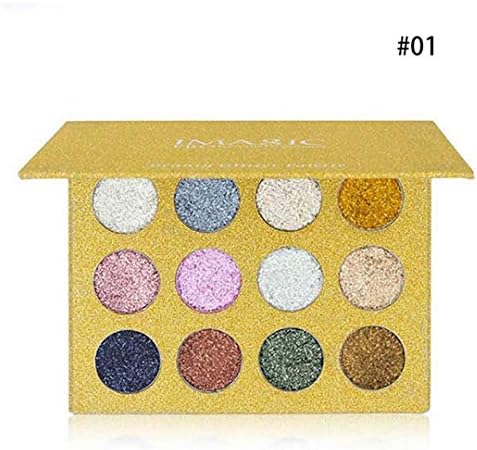MEIJILI Glitter Injections Pressed Glitters Single Eyeshadow Diamond Rainbow Make Up Cosmetic Eye Shadow Magnet Palette 12 Colors Type 1