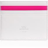 SLG Lucen Ultra Slim Handcrafted Calf Leather Card Wallet for Men and Women – Minimalist Design with Elegant Dual Color Accent, Holds Cash and Cards (White/Pink)