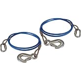 Roadmaster 645-76 Pair of Straight Safety Single Hook Cables | Compatible w/ Tow Bars &amp; Towed Vehicles | 76" Long | 8,000 lb Capacity Per Pair | Heavy-Duty Safety Connection During Towing
