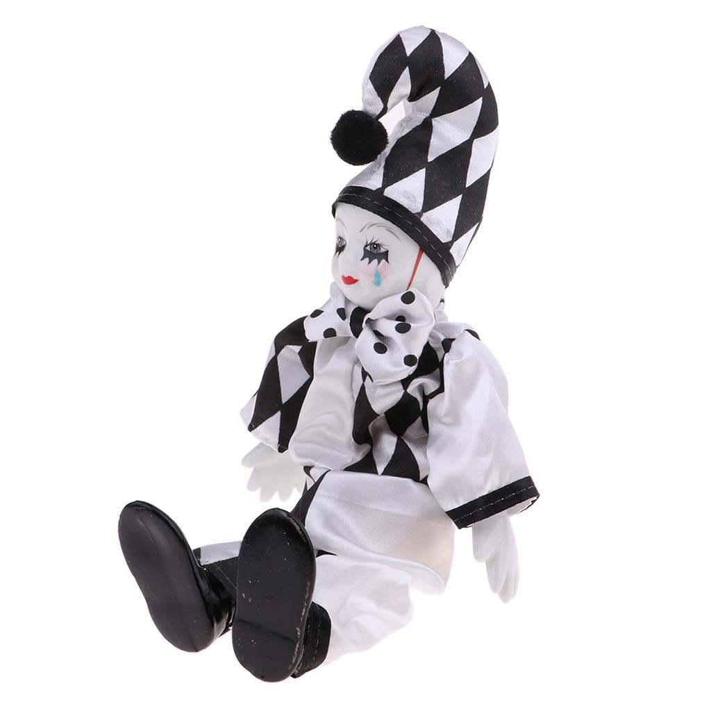 Toygogo 10" Ceramic Standing Clown Doll with Make Up Face in Costume for Christmas