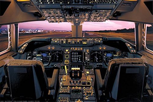 EUR Laminated Boeing 747-400 Flight Deck Airplanes Poster 24x36