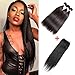 AMZTMY Brazilian Straight Virgin Hair 3 Bundles With Closure 100% Unprocessed Hair Extensions Remy Human Hair Weft Weave With 4×4 Lace Closure Natural Color 10-26 Inch