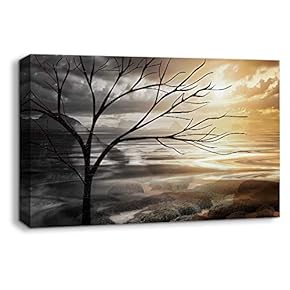 Canvas Wall Art Abstract Cloud Tree Colorful Painting Artwork for Home Prints Framed - 12x18 inches