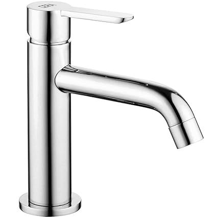 Cera Brass Chesley Single Lever Basin Mixer with Extended Spout and 450mm/Braided Connection Pipe Without Pop Up