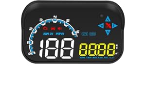 VEESA Digital Car HUD Head Up Display,Speedometer OBD2 GPS Interface with Speed MPH,Windshield Projection,Engine RPM, Compass, OverSpeed Warning, Altitude, Water Temperature,forAll Vehicles