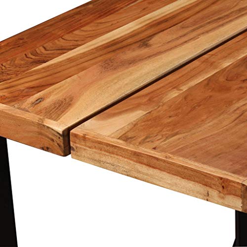 vidaXL Akazie Massiv Barset 7-TLG. Echtleder Canvas Bartisch Tresen Barhocker – Bild 5