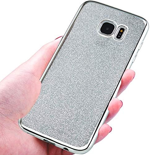 Galaxy S6 [ Silver Glitter ] NWNK13® Slim Glitter Sparkly Protective Soft Back Case Cover with Screen Film & Touch Pen (Samsung Galaxy S6 / G920F, Glitter Silver)