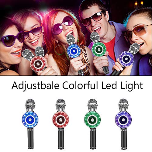 Wireless Karaoke Microphone, Handheld Bluetooth Microphone with Speaker and light Echo Mic Portable Karaoke Player for Kid Adult Girl Home Party Singing Birthday Gift, Compatible iPhone Android - Thumbnail 4