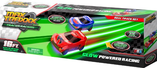 Max Traxxx Award Winning Tracer Racers Gravity Drive Dual Lane Track Set with 2 Vehicles