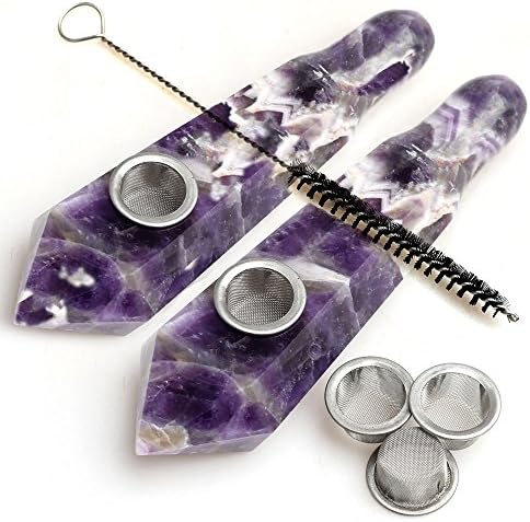 Natural Amethyst Quartz Crystal Point Raw Chevron Purple Gemstone Stone Wand Collectible Gift