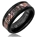 8MM Men's Titanium Hunting Ring Wedding Band | Black Plated | Camo Camouflage Inlay