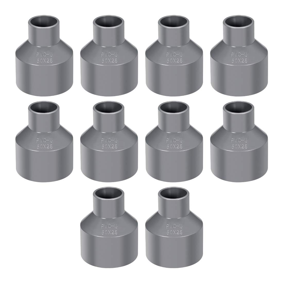 sourcing map PVC DWV Reducing Coupling Schedule 40 Gray 25mm x 50mm Socket 10Pcs