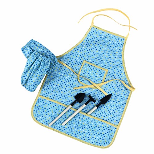 Kids Gardening Set,Rake and Garden Tools,Kids Gardening Apron Set With Sleeves For Real WaterProof Apron Or Dress Up Clothes (6Pcs) - Thumbnail 2