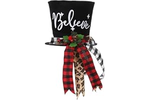 Jlong Christmas Tree Topper Hat, Christmas Nutcracker Soldier Folding Velvet Top Hat with Plaid Ribbon, Xmas Holiday Winter Wonderland Party Decoration Farmhouse Desktop Supplies
