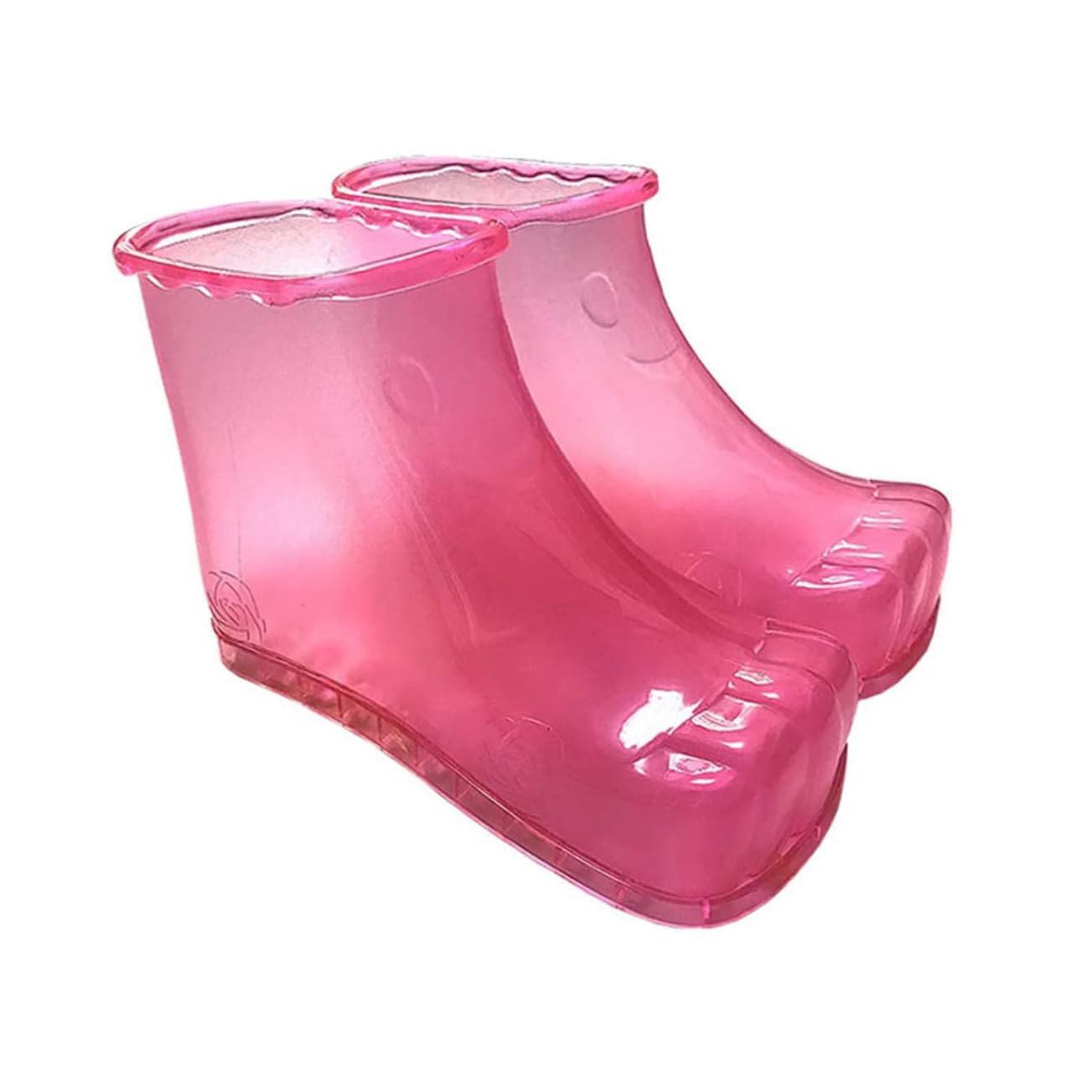 FOYTOKI Rosy Foot Bathing Shoes High Tube Foot Massage Footwear for Home and Spa Use Wear-Resistant PVC Material Heat Resistant and Stable Design to Promote Blood Circulation