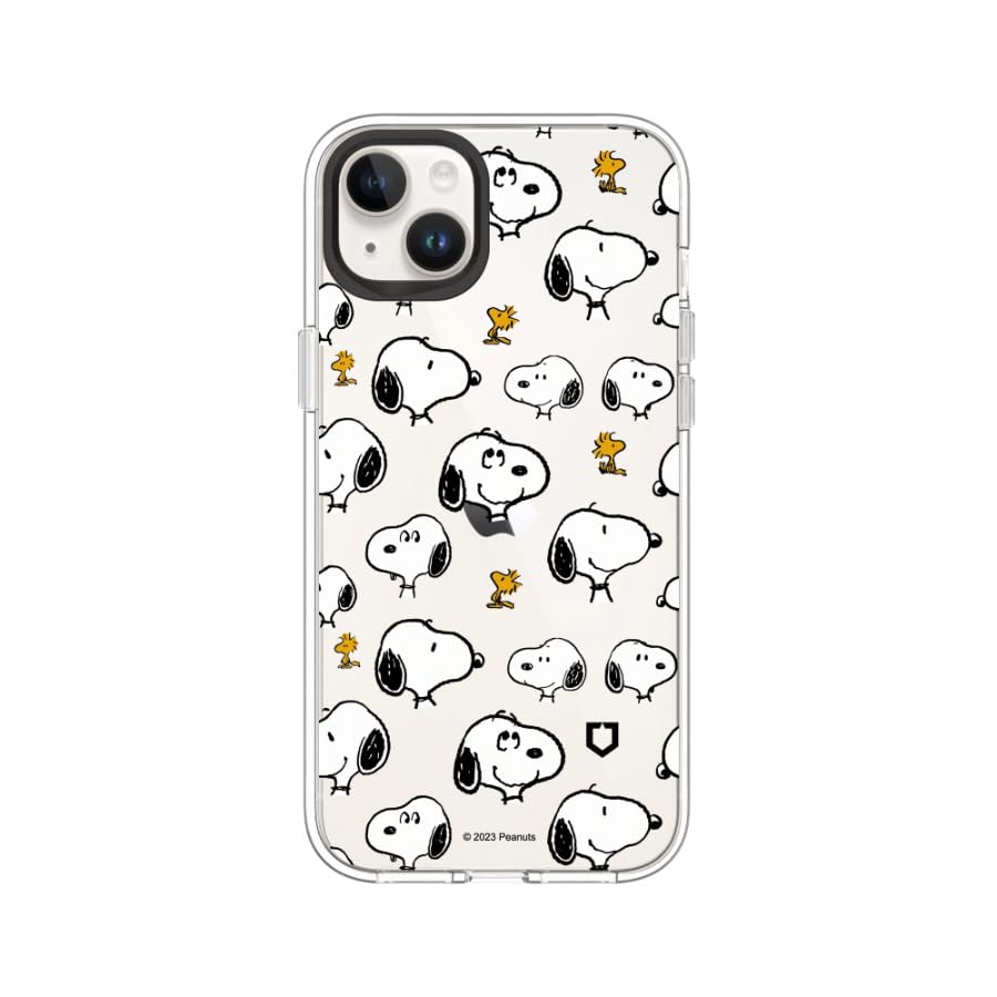 RhinoShield Crystal Clear Case Compatible with [iPhone 14 Plus] | Advanced Yellowing Resistance, High Transparency, Protective and Customizable Clear Phone Case - [Snoopy & Woodstock - Stickers]