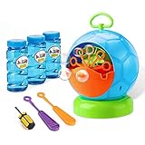 Fansteck Bubble Machine, Durable Portable Bubble Blower, New Automatic Bubble Maker 800+ Bubble Machine for Kids, Two Extra Manual Bubble Wands, Easy to Use for Christmas, Parties, Wedding