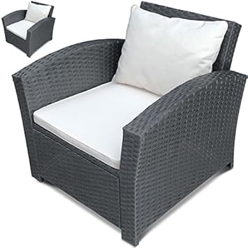 Amazon De Miadomodo Einzelsessel Aus Polyrattan 2er Set Farbwahl Premium Lounge Sessel Lounge Sofa Gartenmobel Rattan Sessel Balkonmobel Farbe Grau