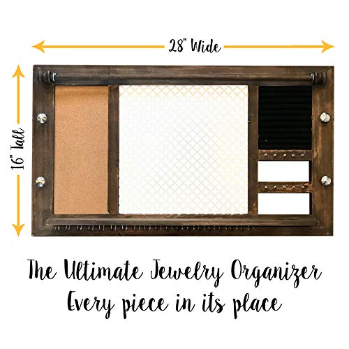 SoCal Buttercup Deluxe Rustic Wood Jewelry Organizer - from Hanging Wall Mounted Wooden Jewelry Display - Organizer for Earrings, Necklaces, Bracelets, Studs, and Accessories - Thumbnail 5