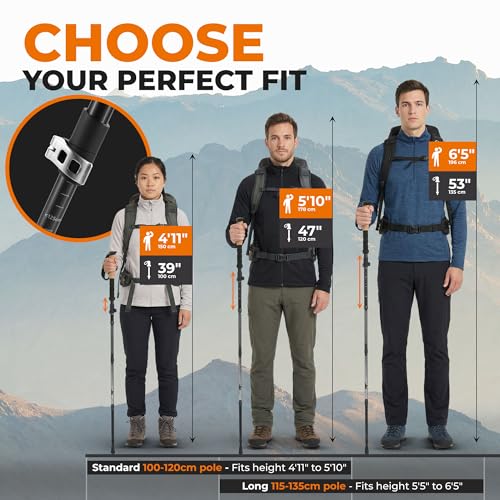 Trekology Trek-Z Collapsible Hiking & Trekking Poles - Balance Support for Seniors, Women, and Men, 2pc Per Set