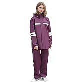 RAINFREEM Waterproof Rain Suit for Women, Durable Rain Jacket and Pants 2 Piece Rain Gear Outdoor Reflective Raincoat