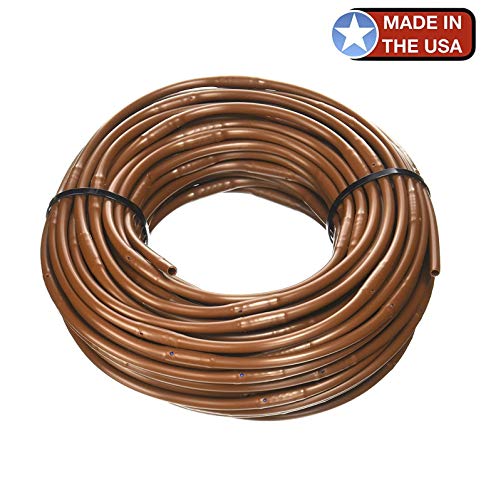 One Stop Outdoor (100' ft Roll) - USA Made - 1/4-Inch x Irrigation/Hydroponics Dripline with 6-Inch Emitter Spacing (Brown) (100' Foot Roll)