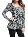 Allegra K Women's Halloween Long Sleeve Ruffle Blouse Scoop Neck Animal Print Peplum Top Medium Grey-Leopard