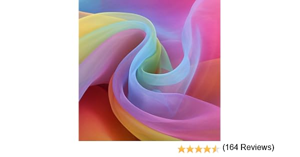 BBTO 16 Feet by 54 Inch Rainbow Organza Multicolored Voile Dress Fabric Fancy Costumes Decorations
