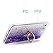 Compatible for iPhone 7/8 / SE 2020 / SE 2022 Case, Flowing Liquid Floating Bling Glitter Kickstand Cover Shell PC Back 360 Rotating Ring Holder Shockproof TPU Frame Protective Skin - Purple