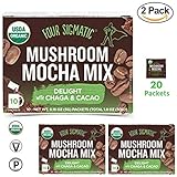 Four Sigmatic - Mushroom Mocha Mix with Chaga & Cacao (2 Packs of 10 Packets) - Support Immune System, Antioxidant, Memory Function. Elevated Mood - USDA Organic, Vegan & Paleo